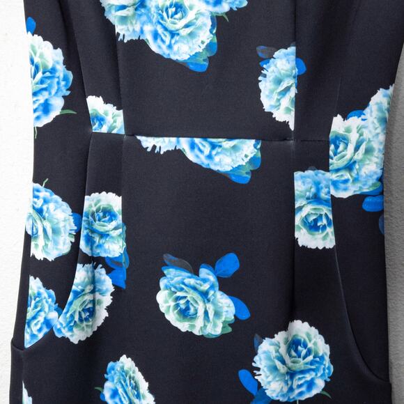 Tahari Floral Sheath Dress Black Blue Women’s Medium Soft Floral Statement - Picture 4 of 8